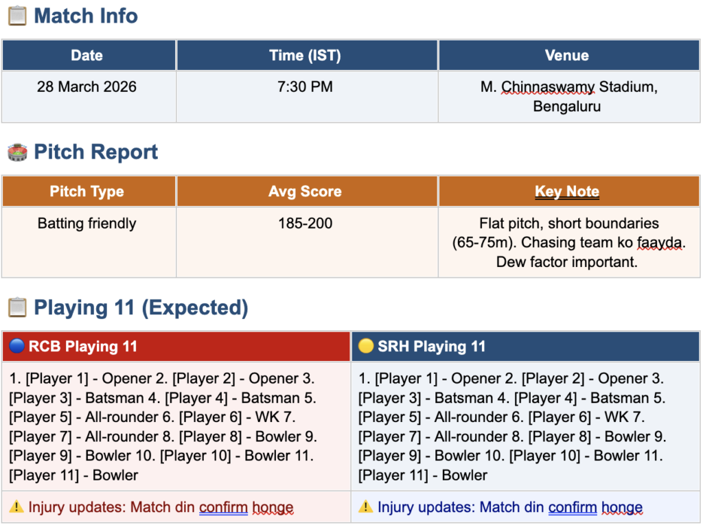 pitch report